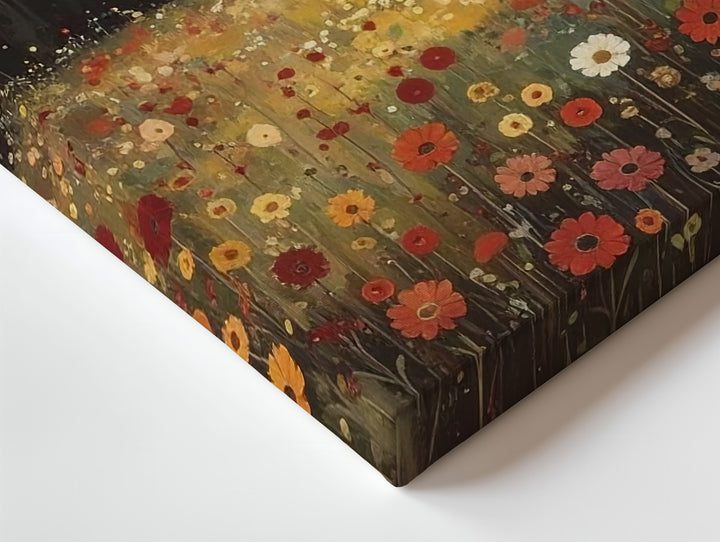 Moonlit Bloom Canvas – Mystical Night Landscape with Flowers & Glowing Moon - Gifitto