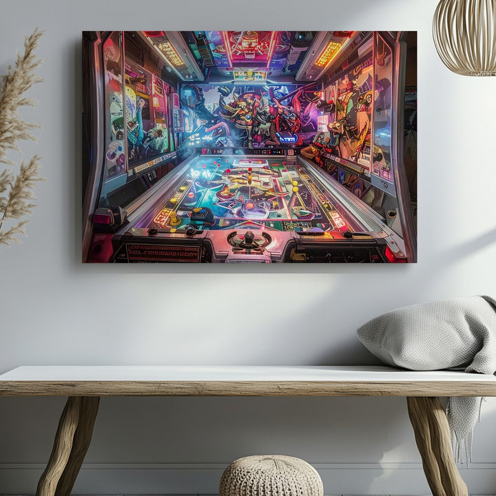 Vintage Pinball Fantasy Canvas – Glowing Retro Arcade Wall Art - Gifitto