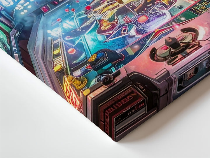 Vintage Pinball Fantasy Canvas – Glowing Retro Arcade Wall Art - Gifitto