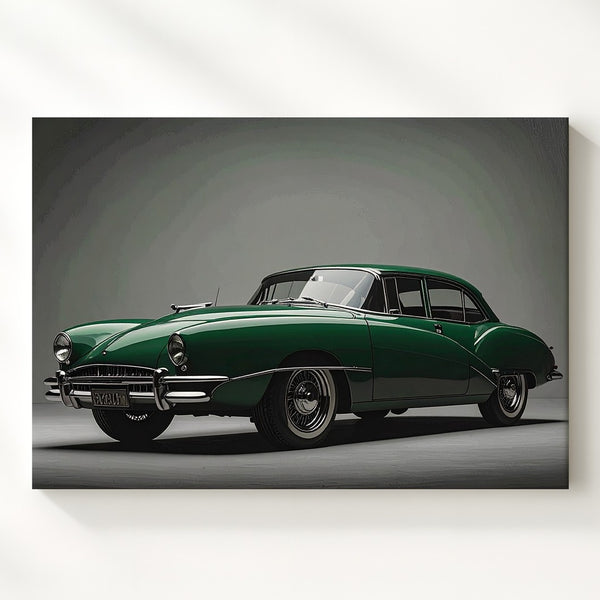 Timeless Green Coupe Canvas – Classic Vintage Car Studio Portrait - Gifitto