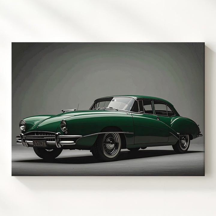 Timeless Green Coupe Canvas – Classic Vintage Car Studio Portrait - Gifitto