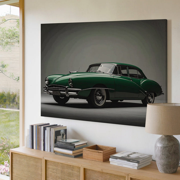 Timeless Green Coupe Canvas – Classic Vintage Car Studio Portrait - Gifitto