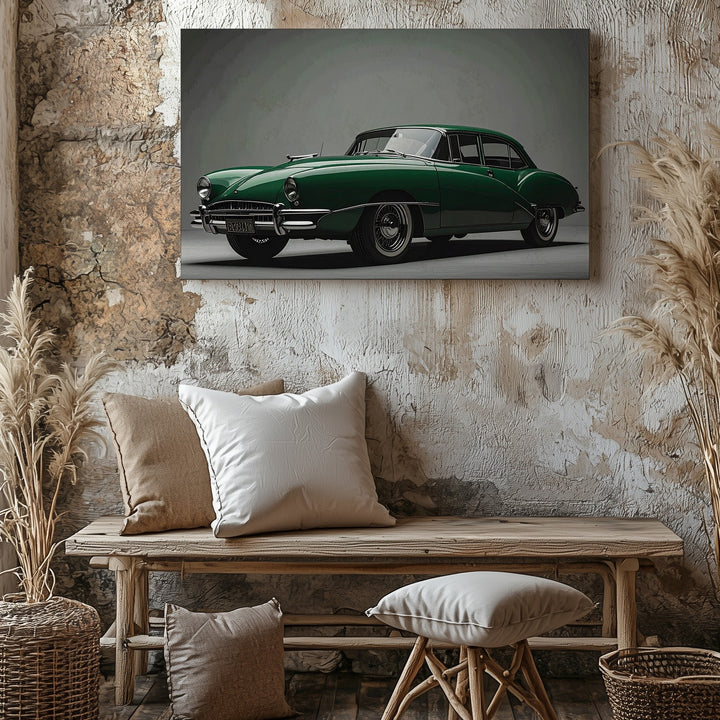 Timeless Green Coupe Canvas – Classic Vintage Car Studio Portrait - Gifitto