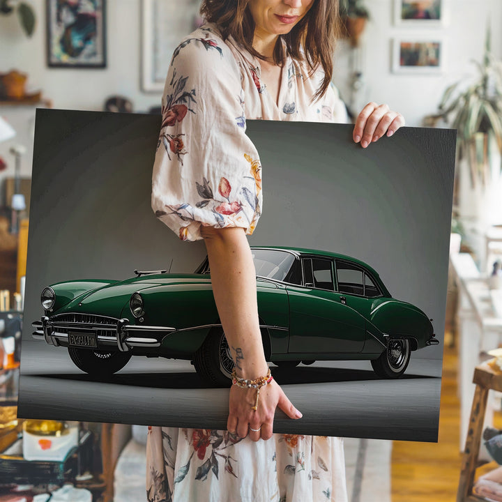 Timeless Green Coupe Canvas – Classic Vintage Car Studio Portrait - Gifitto