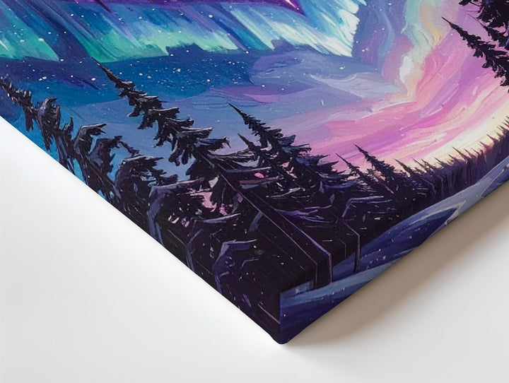 Celestial Heart Canvas – Glowing Heart in the Sky with Pine Tree Silhouette - Gifitto