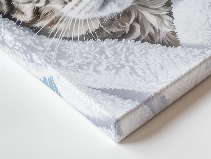 Pampered Tabby Cat in Spa Robe Canvas – Feline Self-Care in Soft Blue Bathroom - Gifitto