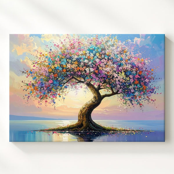 Dream Blossom Tree Canvas – Fantastical Reflective Landscape Wall Art - Gifitto