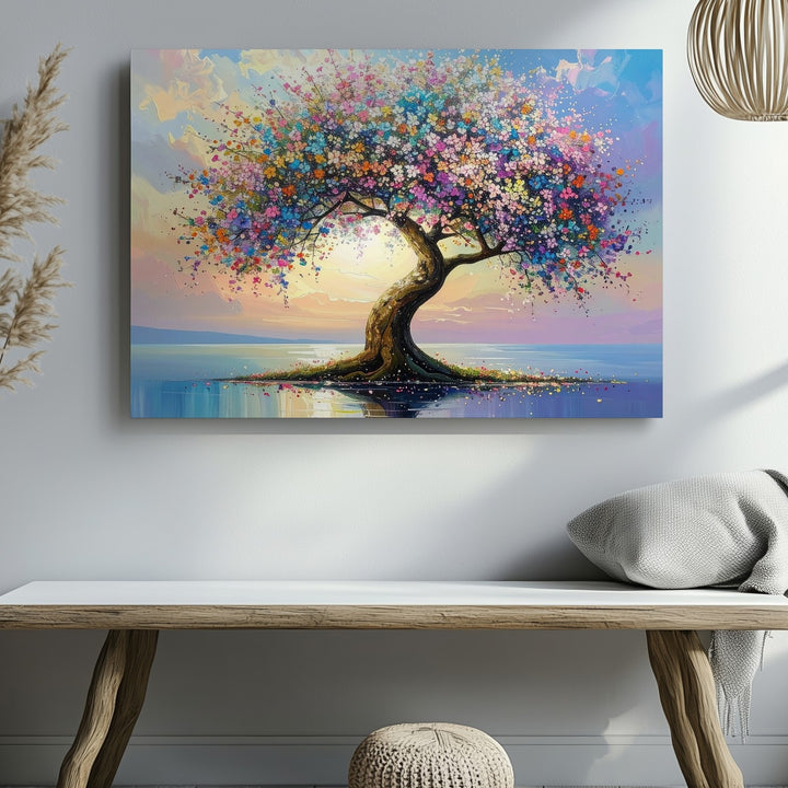 Dream Blossom Tree Canvas – Fantastical Reflective Landscape Wall Art - Gifitto
