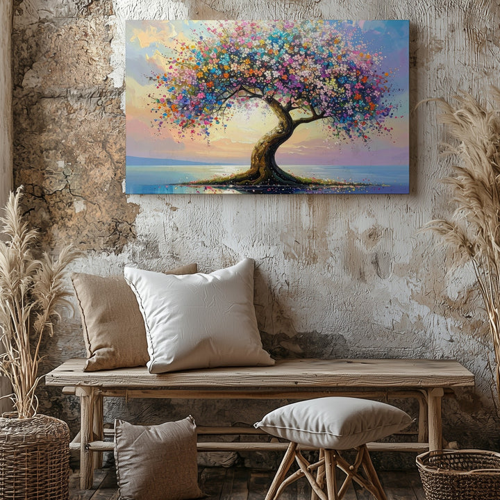Dream Blossom Tree Canvas – Fantastical Reflective Landscape Wall Art - Gifitto