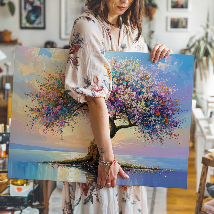 Dream Blossom Tree Canvas – Fantastical Reflective Landscape Wall Art - Gifitto