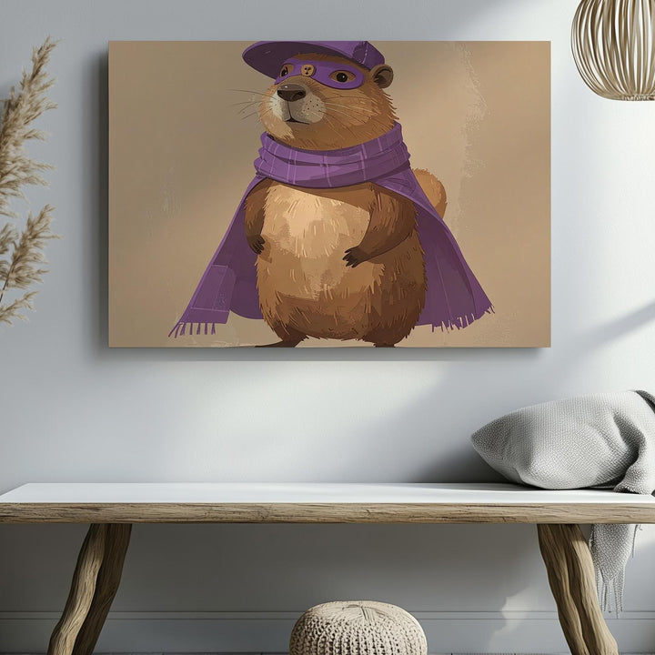 Superhero Animal Character Canvas – Quirky Nursery Wall Art - Gifitto