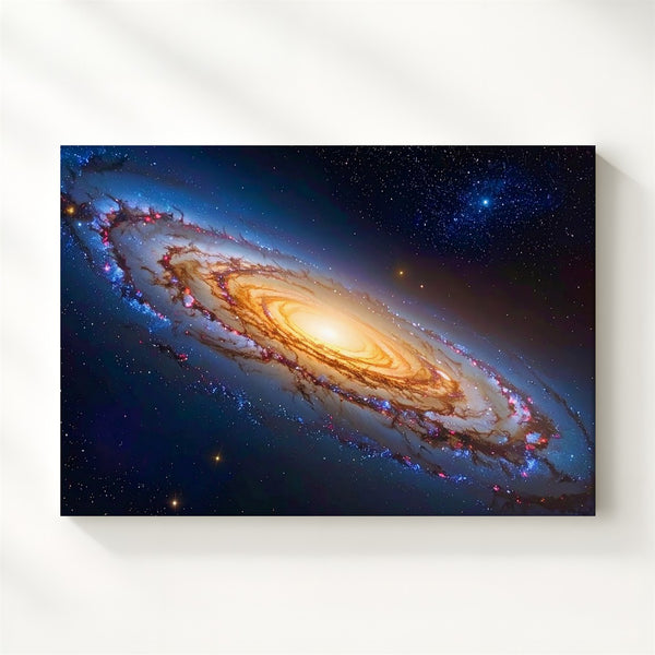 Golden Spiral Galaxy Canvas – Side View of Radiant Core & Stellar Arms - Gifitto