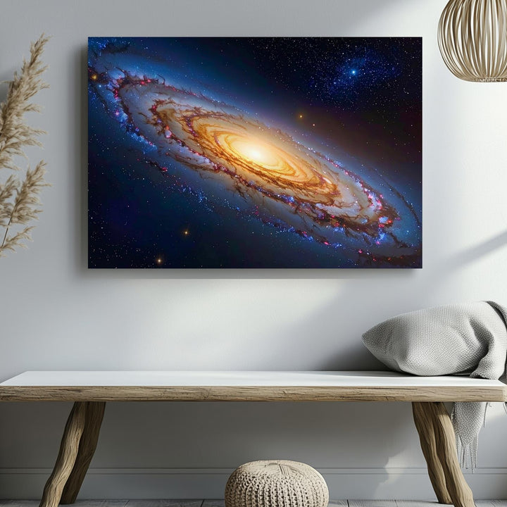 Golden Spiral Galaxy Canvas – Side View of Radiant Core & Stellar Arms - Gifitto