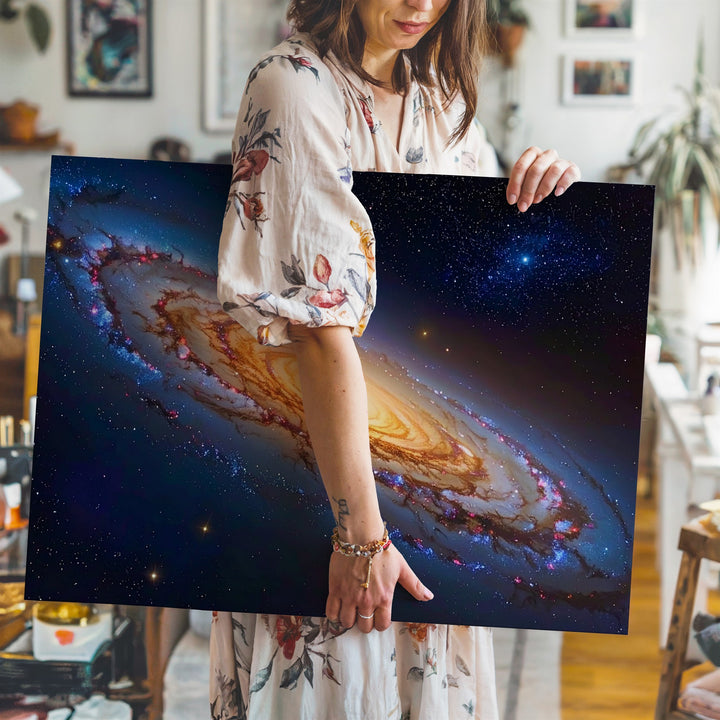Golden Spiral Galaxy Canvas – Side View of Radiant Core & Stellar Arms - Gifitto