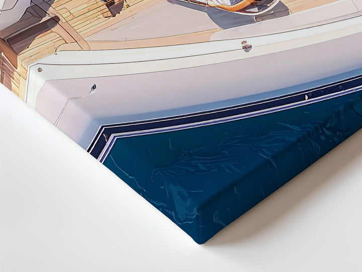 Luxury Yacht Aerial Canvas – Sleek White Boat on Turquoise Ocean Art - Gifitto
