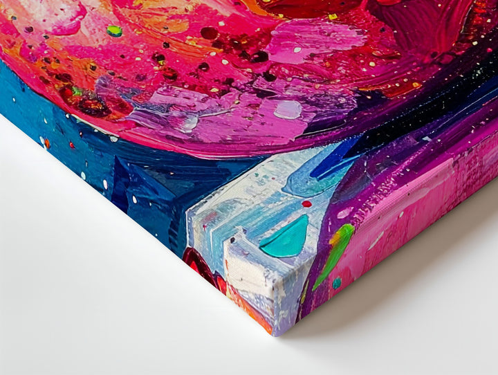 Neon Pomegranate Canvas – Expressionist Fruit Art with Electric Color Burst - Gifitto