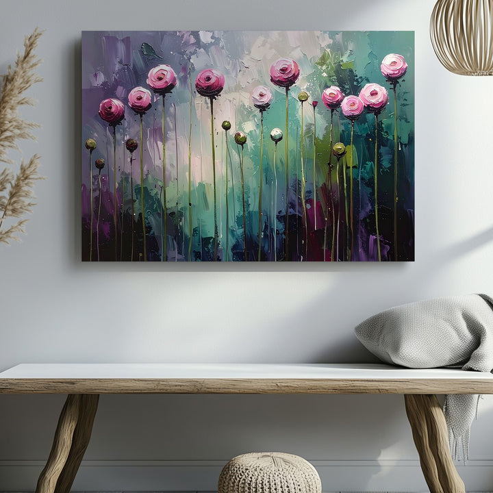 Floating Bloom Abstract Canvas – Modern Impressionist Floral Wall Art - Gifitto