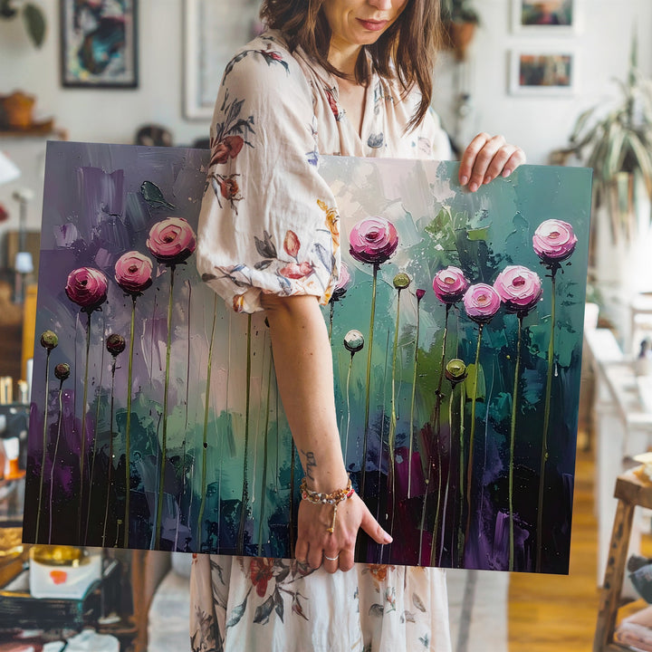 Floating Bloom Abstract Canvas – Modern Impressionist Floral Wall Art - Gifitto