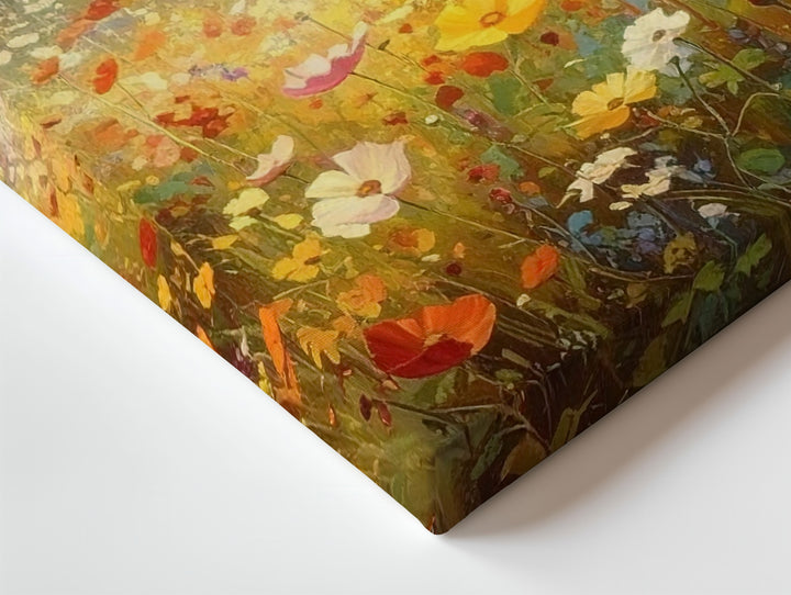 Eternal Bloom Meadow Canvas – Vertical Wildflower Field under Golden Sky - Gifitto