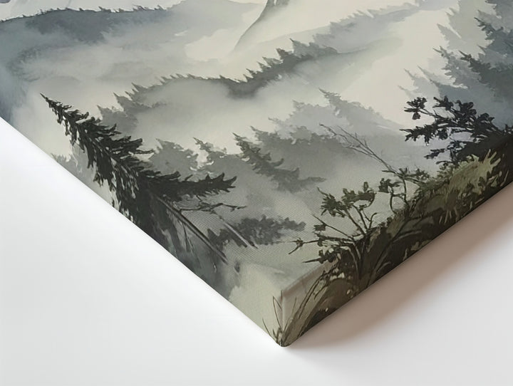 Silent Peaks Canvas – Minimalist Vertical Mountain Scene with Birds & Mist - Gifitto