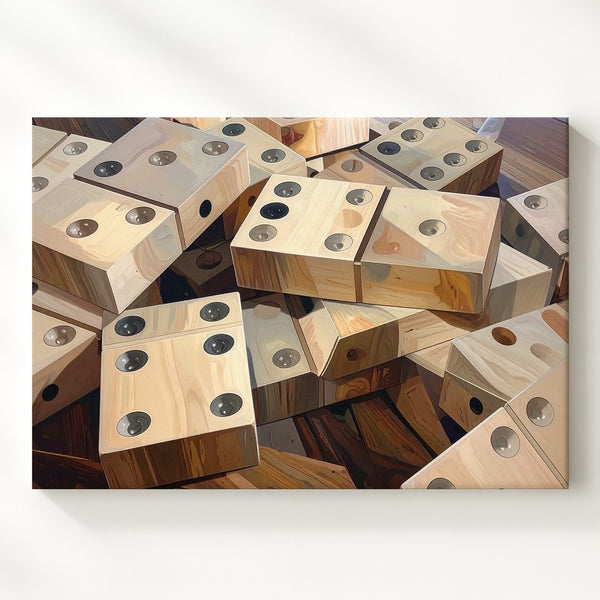 Ivory Domino Scatter Canvas – Cozy Tabletop Gaming Wall Art - Gifitto