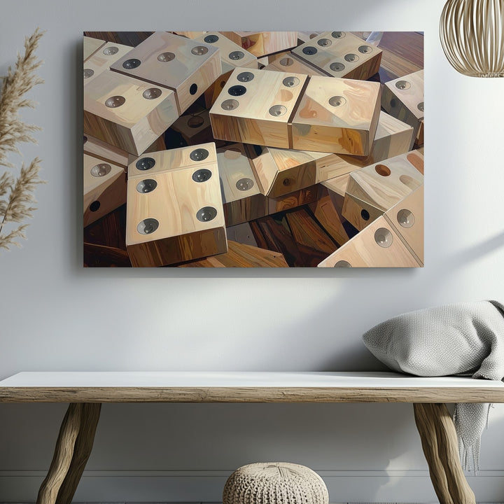 Ivory Domino Scatter Canvas – Cozy Tabletop Gaming Wall Art - Gifitto