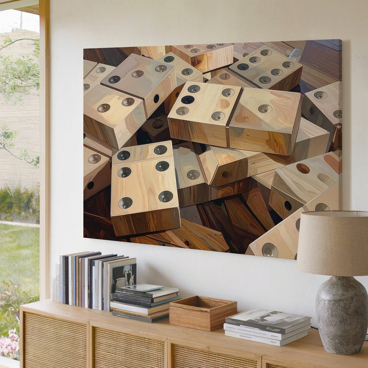 Ivory Domino Scatter Canvas – Cozy Tabletop Gaming Wall Art - Gifitto