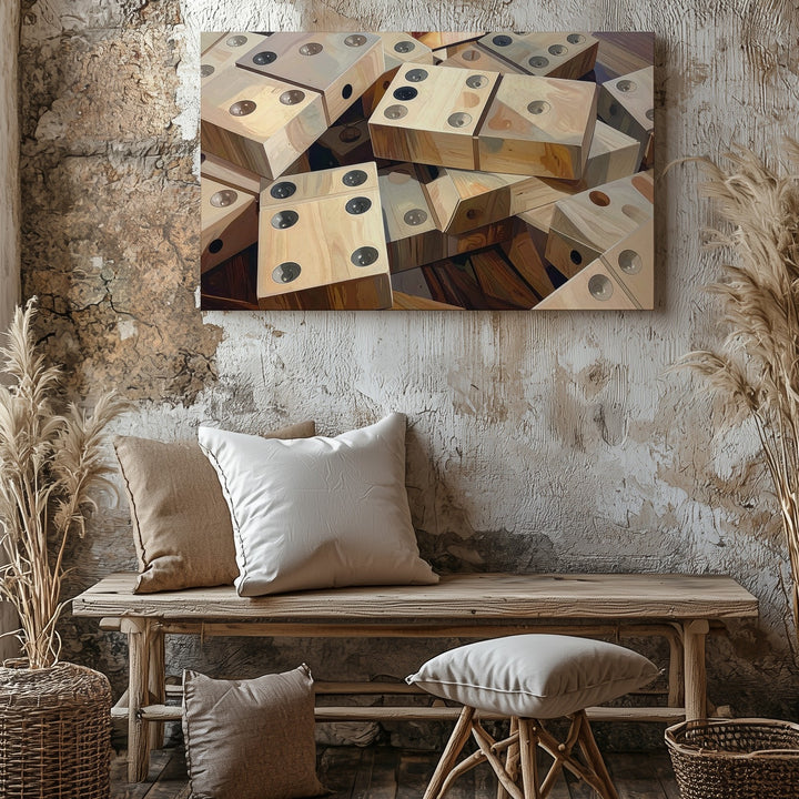 Ivory Domino Scatter Canvas – Cozy Tabletop Gaming Wall Art - Gifitto