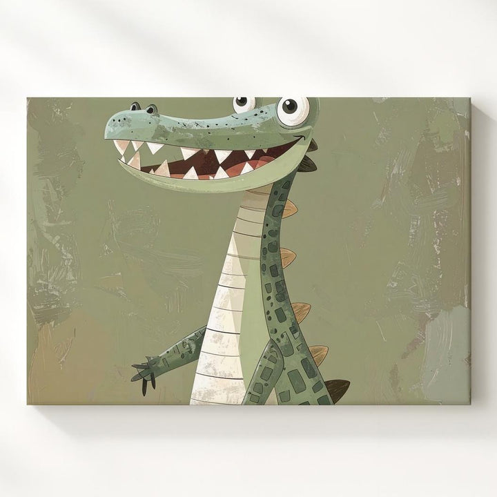 Comical Crocodile Character Canvas – Playful Kids Wall Art - Gifitto