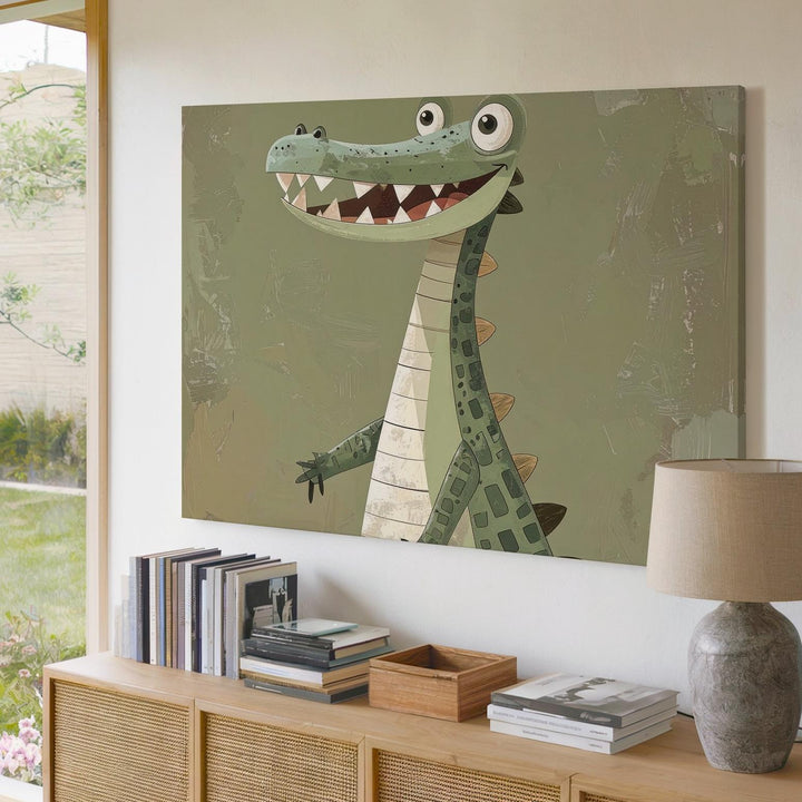 Comical Crocodile Character Canvas – Playful Kids Wall Art - Gifitto