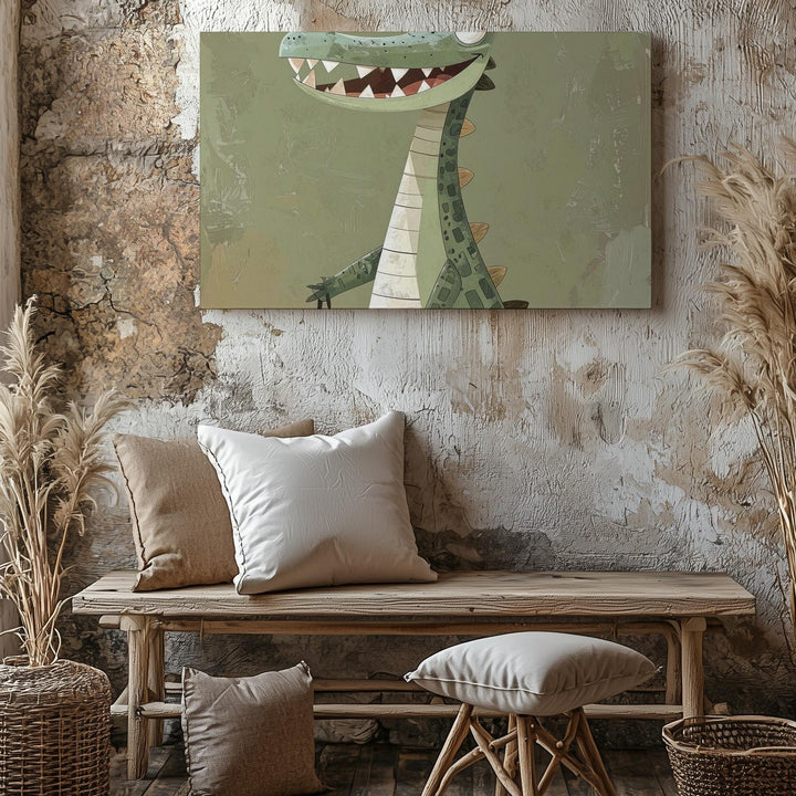 Comical Crocodile Character Canvas – Playful Kids Wall Art - Gifitto