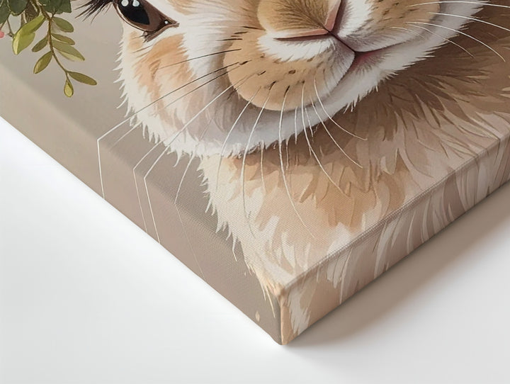 Floral Crown Bunny Canvas – Dreamy Spring Wall Art - Gifitto