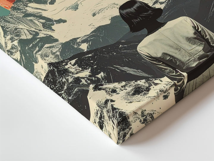Surreal Mountain Sun Canvas – Collage-Style Cosmic Landscape Wall Art - Gifitto