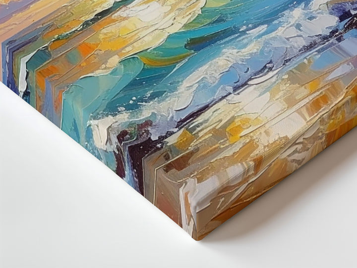 Golden Horizon Seascape Canvas – Vibrant Impressionist Ocean Sunset Art - Gifitto