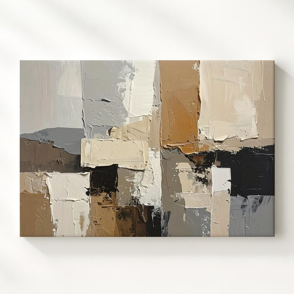 Textured Earth Layers Canvas – Neutral Collage Abstract Art - Gifitto