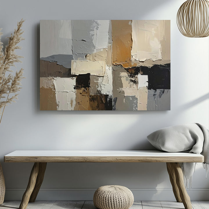 Textured Earth Layers Canvas – Neutral Collage Abstract Art - Gifitto