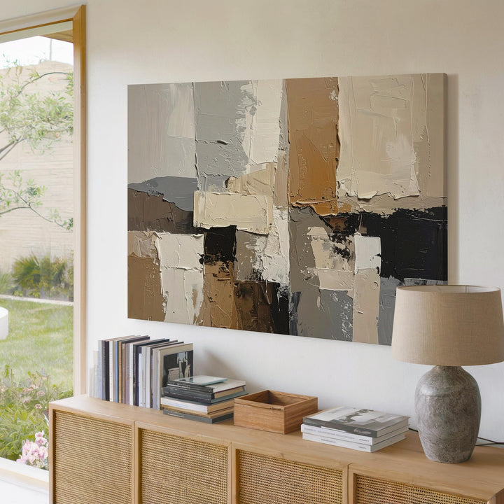 Textured Earth Layers Canvas – Neutral Collage Abstract Art - Gifitto