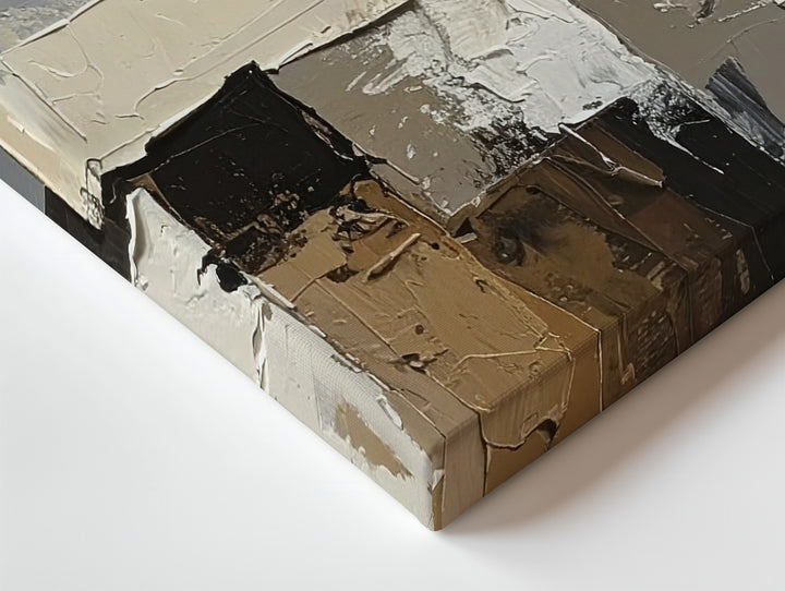 Textured Earth Layers Canvas – Neutral Collage Abstract Art - Gifitto