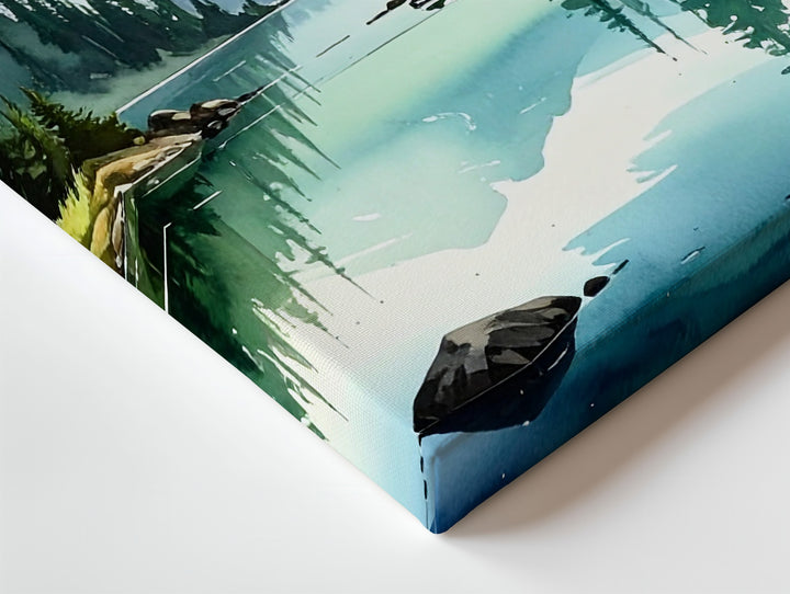 Mirror Lake Wilderness Canvas – Panoramic Alpine Scene with Pines & Mist - Gifitto