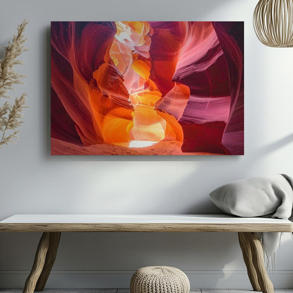 Crimson Passage Canvas – Sculptural Slot Canyon with Sunlit Sandstone Curves - Gifitto