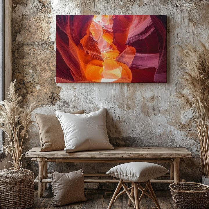 Crimson Passage Canvas – Sculptural Slot Canyon with Sunlit Sandstone Curves - Gifitto