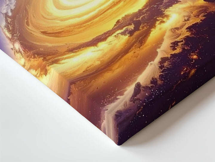 Radiant Golden Galaxy Canvas – Above-View Spiral Glow in Deep Space - Gifitto