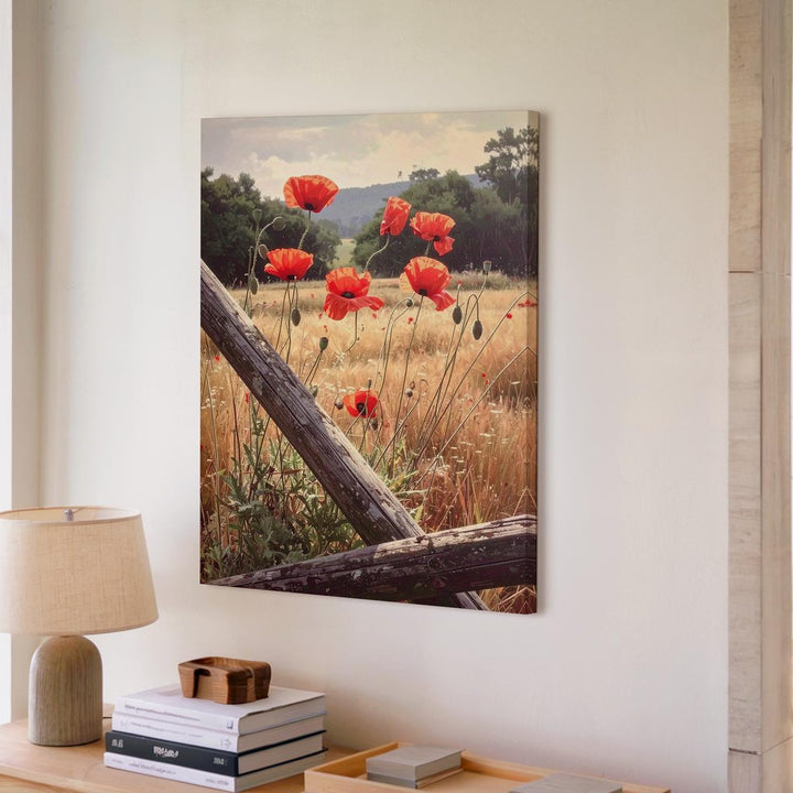 Golden Poppy Field Canvas – Serene Landscape Wall Art - Gifitto