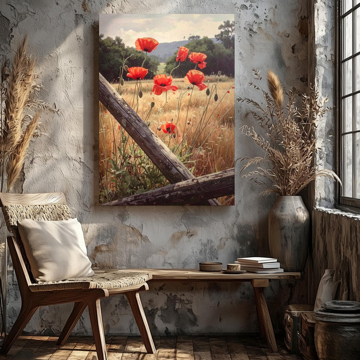 Golden Poppy Field Canvas – Serene Landscape Wall Art - Gifitto