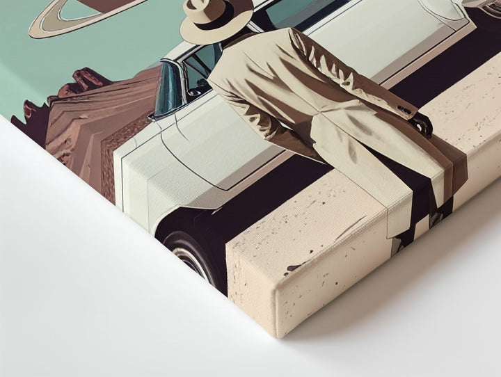 Surreal Desert Dream Canvas – Vintage Car & Cosmic Sci-Fi Landscape - Gifitto