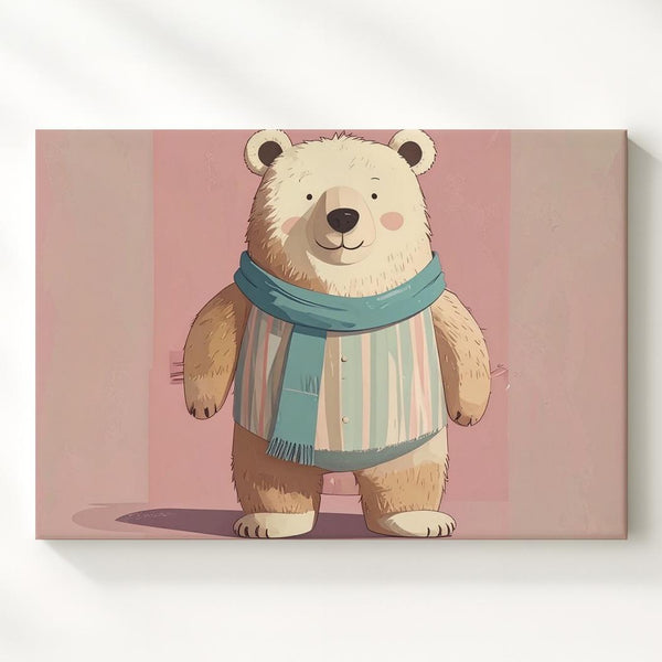 Joyful Bear Character Canvas – Cheerful Nursery Wall Art - Gifitto