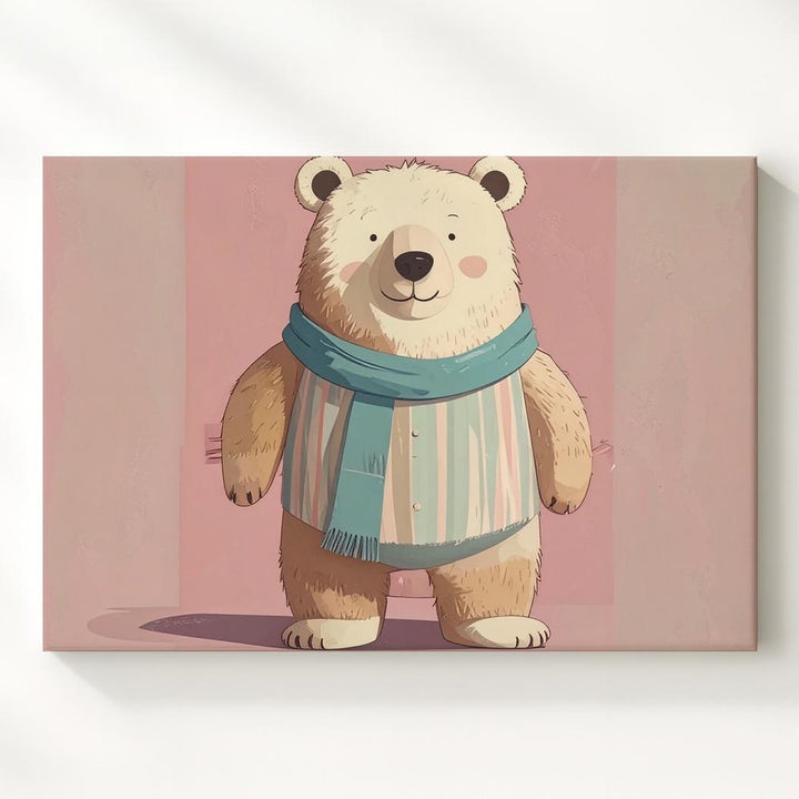 Joyful Bear Character Canvas – Cheerful Nursery Wall Art - Gifitto