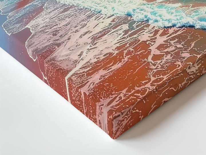 Coastal Rhythm Canvas – Aerial Ocean Waves & Reddish Sand Shoreline - Gifitto