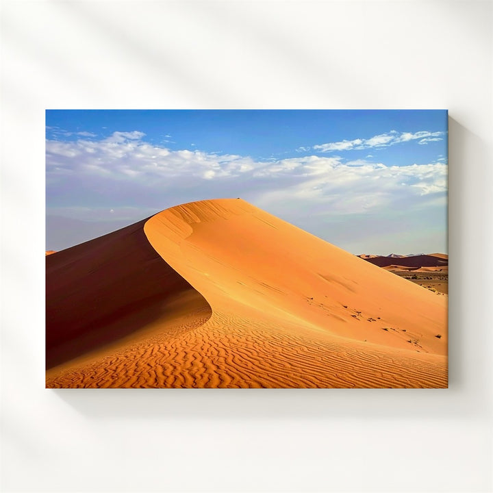 Desert Dune Majesty Canvas – Minimal Sandscape with Golden Light & Blue Sky - Gifitto