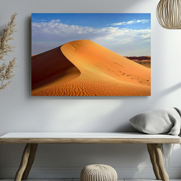 Desert Dune Majesty Canvas – Minimal Sandscape with Golden Light & Blue Sky - Gifitto